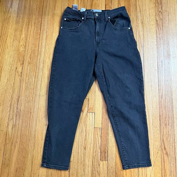 Levis Jeans Womens 30 Black Silvertab Mom High Rise Denim Stretch - Picture 1 of 11